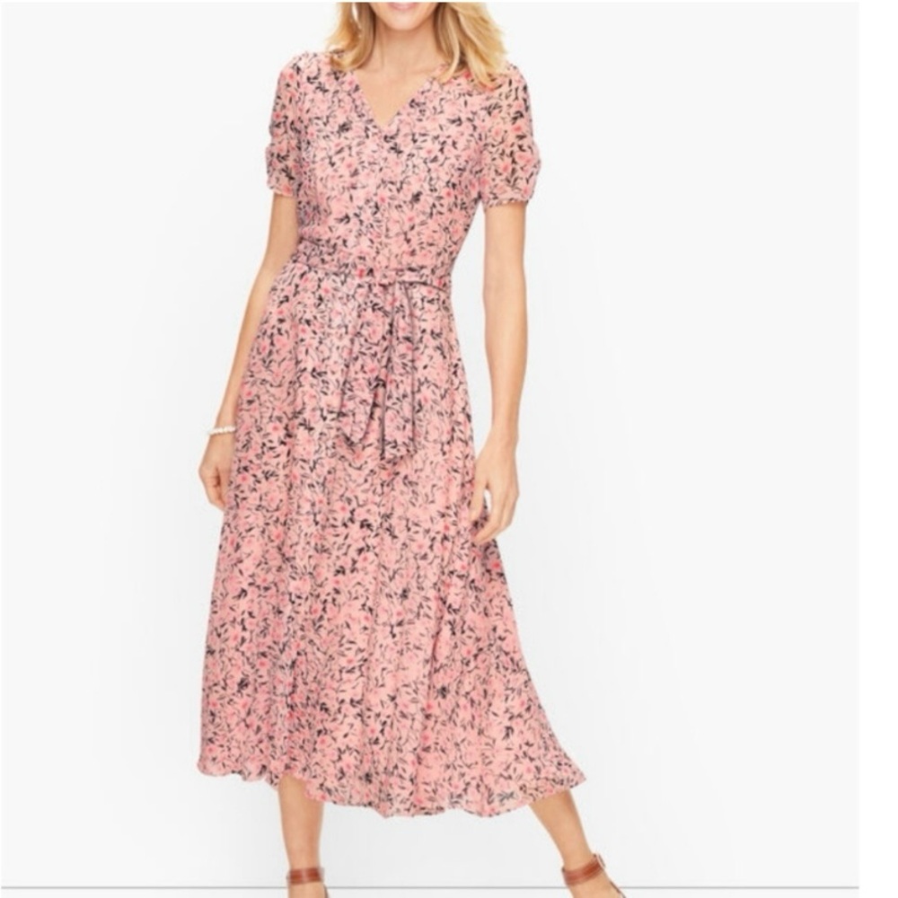 Talbots Pink Floral Midi Dress
